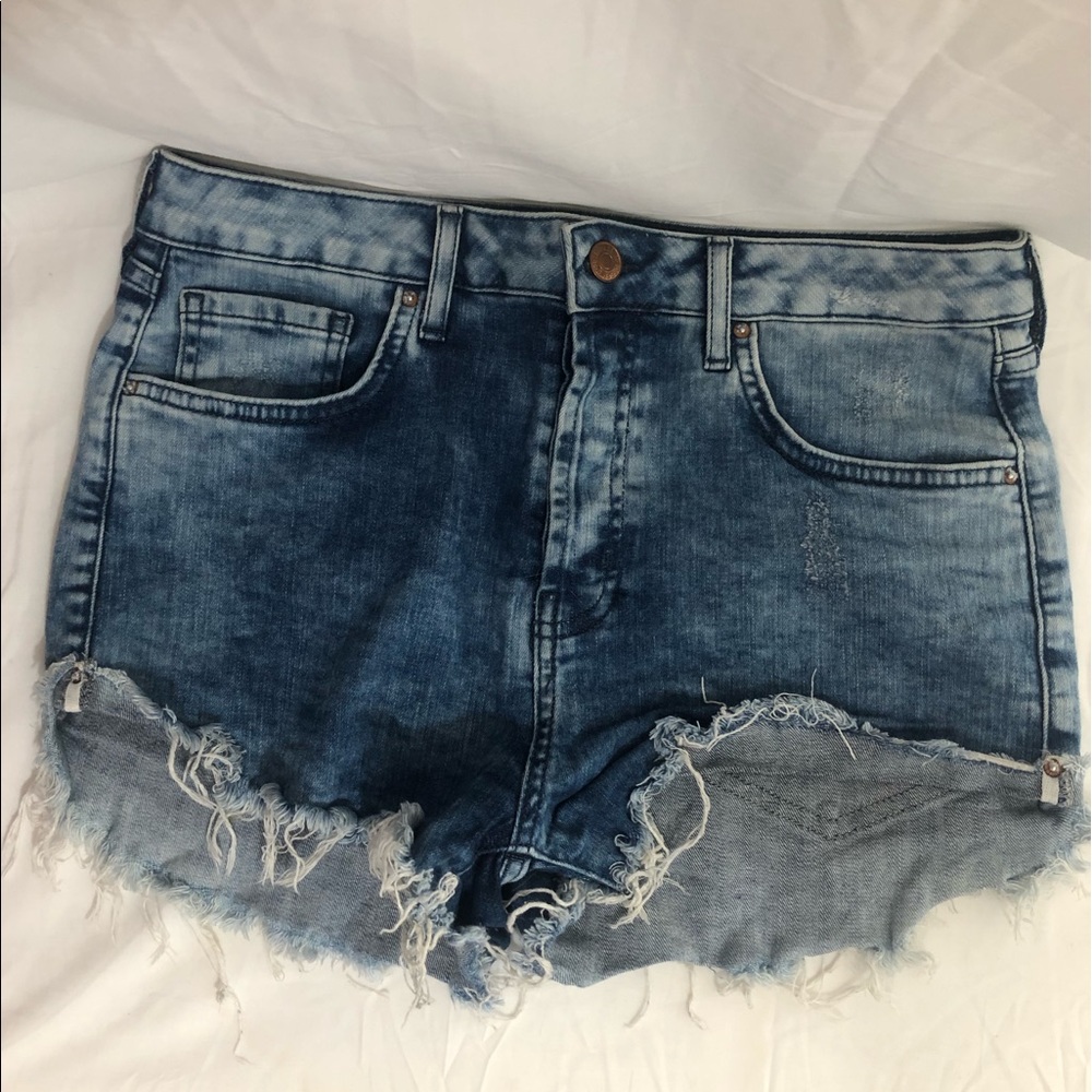 high waist distressed jean shorts